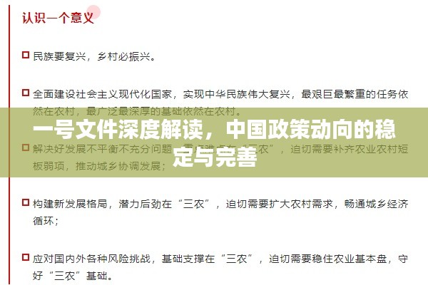 一号文件深度解读,中国政策动向的稳定与完善